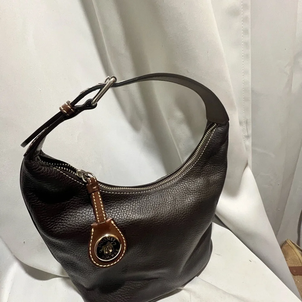 Vintage Dooney & Bourke Dark Brown Leather Hobo Bag